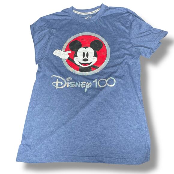 Disney Mens T-Shirt Sz Large Mickey Mouse 100th Anniversary Years Wonder Denim - Picture 2 of 9